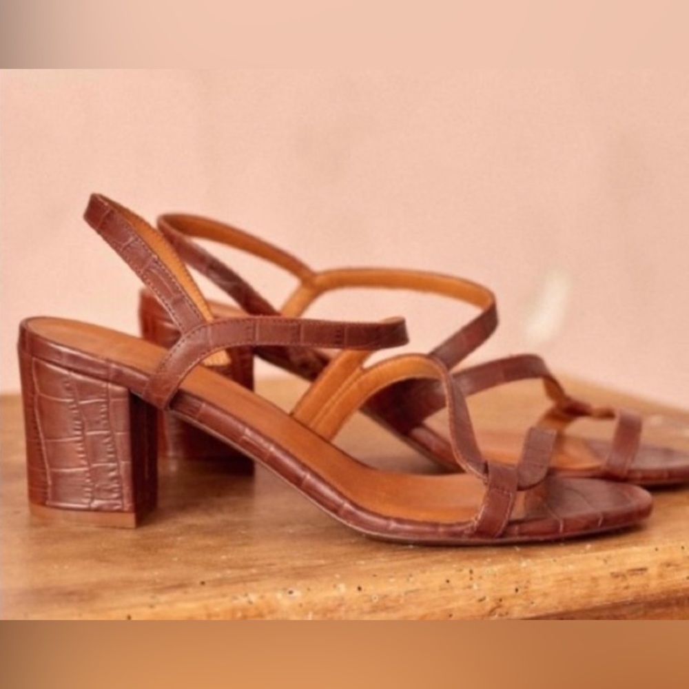 SÉZANE Brown/Tan Leather Emilie Sandals Heels Size 39